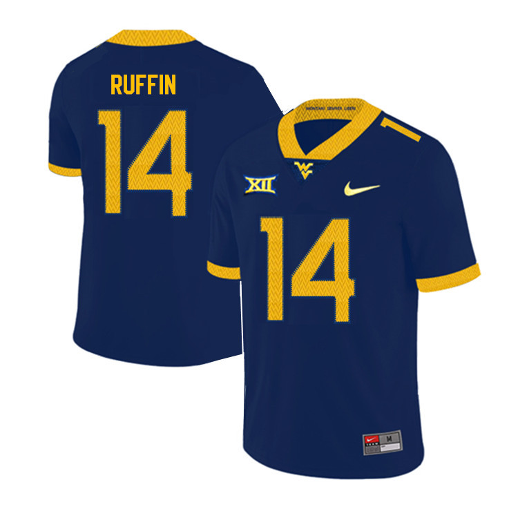 2019 Men #14 Malachi Ruffin West Virginia Mountaineers College Football Jerseys Sale-Navy - Click Image to Close